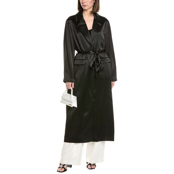 Staud WomensImani Satin Coat Black